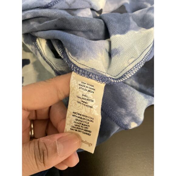 Soft Surroundings Womens Tunic Large Blue Abstract Chiffon Sleeveless Asymmetric - Picture 5 of 8